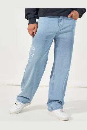 Styli Men Premium Side Hem Embroidery Detail Wide Leg Jeans