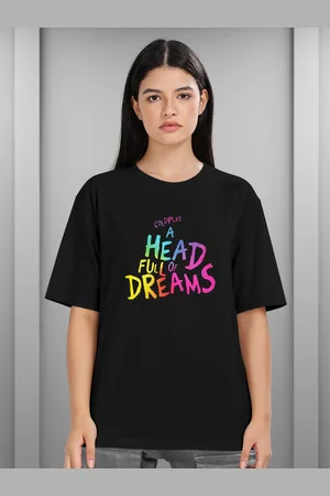 HELLCAT Women Coldplay Typography Printed Oversized Cotton T-shirt