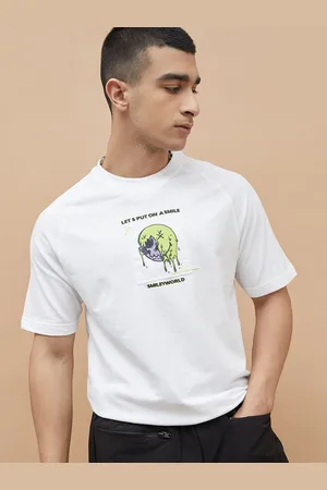 Smileyworld Men Typography Printed Round Neck Cotton Relaxed Fit T-shirt