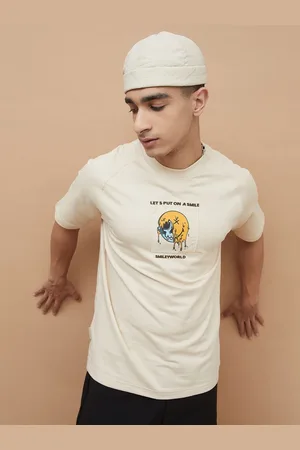 Smileyworld Men Typography Printed Round Neck Cotton Relaxed Fit T-shirt