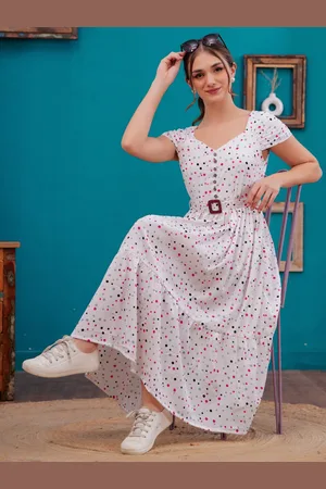 BAESD Women Floral Printed Crepe Fit & Flare Midi Dress