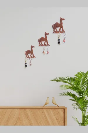 Golden Peacock Brown Set of 3 Wooden Key Holders