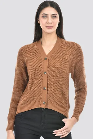 NUMERO UNO Round Neck Acrylic Cable Knit Cardigan