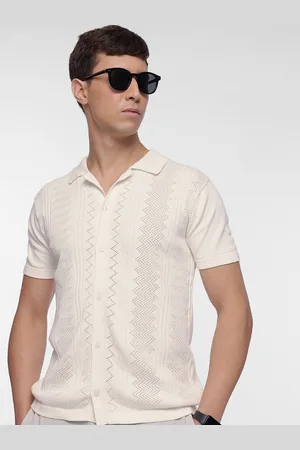 French Connection Pure Cotton Self-Design Textured Knitted Casual Shirt