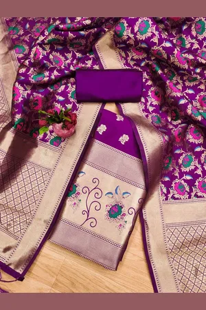JATRIQQ Floral Woven Design Banarasi Silk Unstitched Dress Material