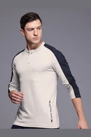 Louis Philippe Colourblocked Mandarin Collar Slim Fit T-shirt
