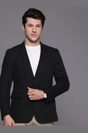 Louis Philippe Pure Cotton Textured Super Slim Fit Single-Breasted Semiformal Blazer