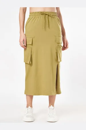 Pantaloons Pure Cotton Straight Midi Skirt