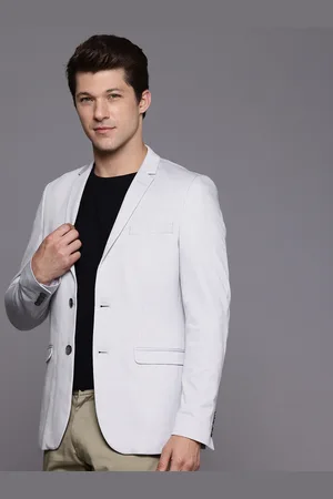 Louis Philippe Pure Cotton Checked Super Slim Fit Single-Breasted Semiformal Blazer