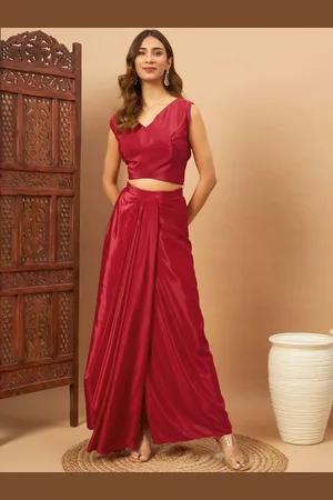 Chhabra 555 V-Neck Top With Skirt & Jacket