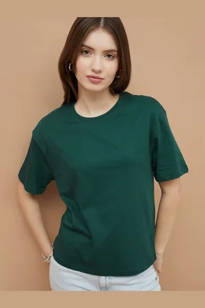 Lifestyle Women Solid Round Neck Cotton Relaxed Fit T-shirt