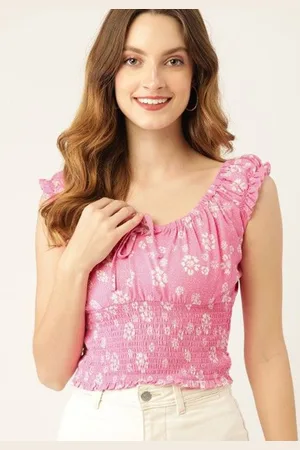DressBerry Women Floral Printed Bardot Crop Top
