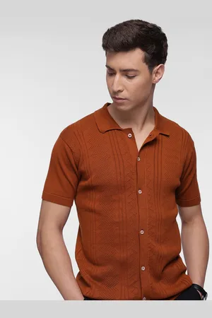 French Connection Pure Cotton Self-Design Textured Knitted Casual Shirt