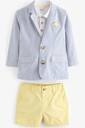 Next Boys Ticking Stripe Blazer with Polo Shirt and Shorts Set