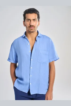 Terra Luna Men Smart Relaxed Fit Cutaway Collar Solid Linen Casual Shirt