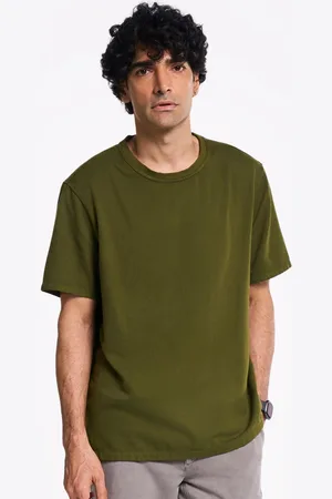 Terra Luna Men PICO Solid Round Neck Linen Relaxed Fit T-shirt