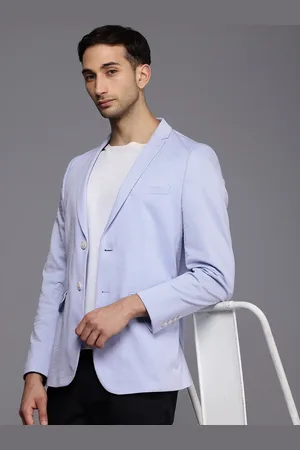 Louis Philippe Pure Cotton Textured Super Slim Fit Single-Breasted Semiformal Blazer