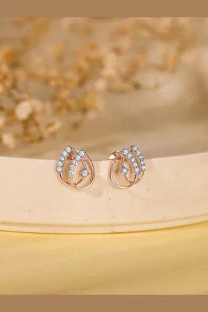GIVA 18K Rose Gold Dual Drop Diamond Earrings