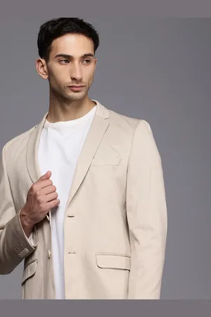 Louis Philippe Pure Cotton Textured Super Slim Fit Single-Breasted Semiformal Blazer