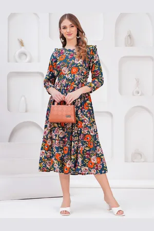 BAESD Women Floral Printed Fit & Flare Midi Dress