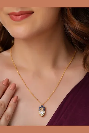 Kicky And Perky Women Gold-Plated Floral Pendants with Chains