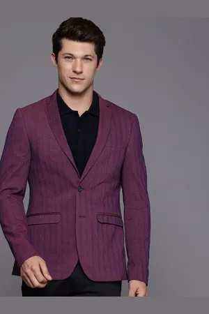 Louis Philippe Self Design Textured Super Slim Fit Single-Breasted Semiformal Blazer
