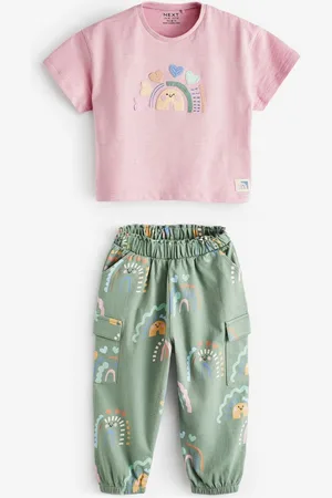 Next Girls Pure Cotton Rainbow T-shirt Joggers Set