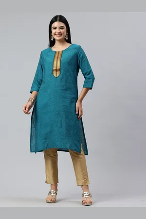 ALENA Geometric Yoke Design Pure Cotton Kurta
