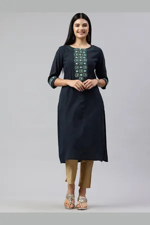 ALENA Geometric Yoke Design Thread Work Pure Cotton Kurta