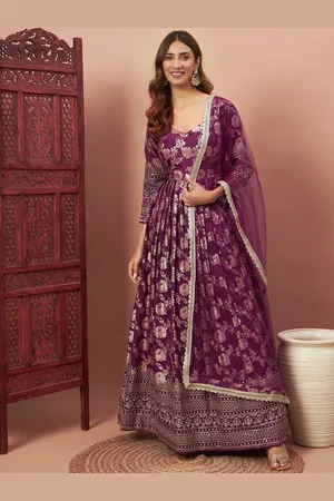 Chhabra 555 Woven Design Banarasi Gown Maxi Ethnic Dresses With Embellished Dupatta