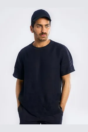 Terra Luna Men Solid Round Neck Linen T-shirt