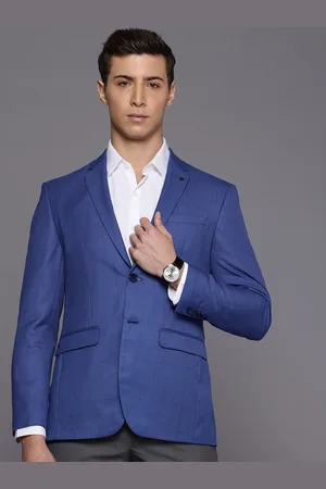 Louis Philippe Checked Slim Fit Notched Lapel Collar Blazer