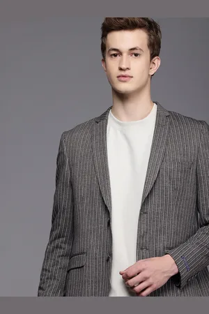 Louis Philippe Striped Super Slim Fit Single-Breasted Semiformal Blazer