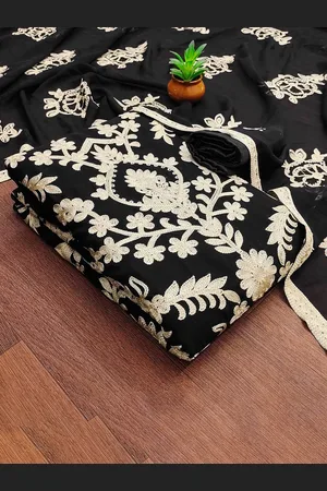 Kalini Floral Embroidered Thread Work Silk Georgette Unstitched Dress Material