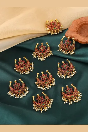 Yellow Chimes Set of 9 Gold Plated Choti Jadai Billai Bridal Hair Accessories