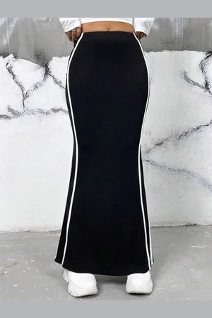 HERE&NOW Women Double Striped Maxi Skirt
