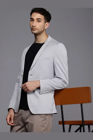 Louis Philippe Super Slim Fit Notched Lapel Collar Single Breasted Casual Blazer