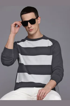 Louis Philippe Pure Cotton Striped Pullover