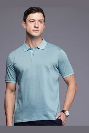 Louis Philippe Self Design Textured Polo Collar T-shirt