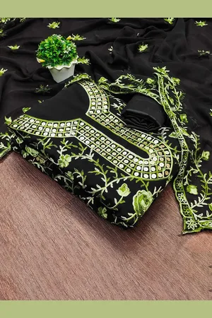 Kalini Floral Embroidered Thread Work Silk Georgette Unstitched Dress Material