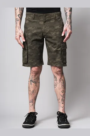 BRITISH CLUB Men Camouflage Printed Cotton Slim Fit Low-Rise Outdoor Cargo Shorts