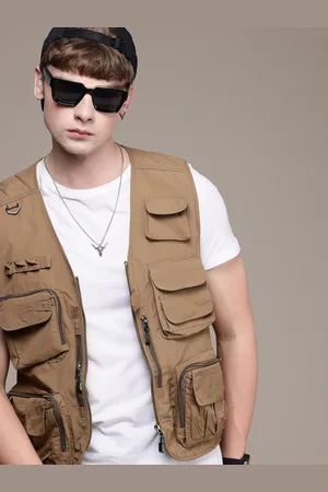 Roadster The Life Co. Pockets Details Collarless Sleeveless Tailored Jacket