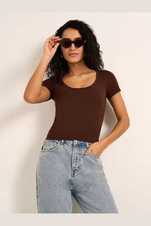 PEOPLE Women Round Neck Fitted Top
