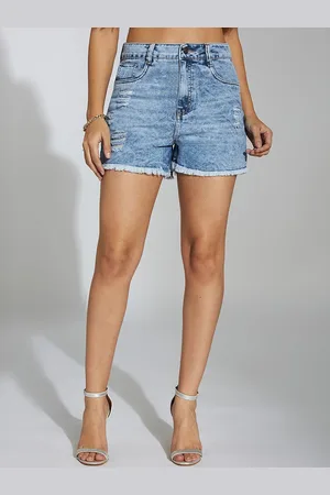 Miss Chase Women Washed High-Rise Denim Shorts