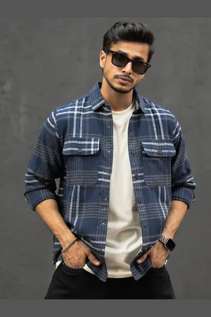 Powerlook Men Spread Collar Tartan Checked Cotton Casual Shirt