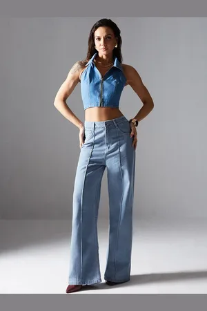 Miss Chase Women Straight Fit High-Rise Heavy Fade Jeans