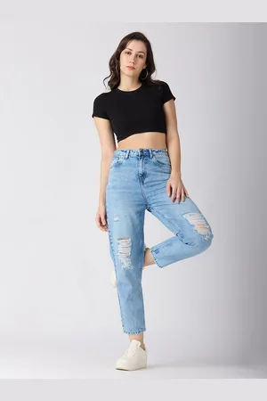 Globus Women High-Rise Slash Knee Light Fade Jeans