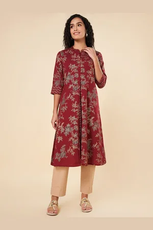 Pantaloons Floral Printed Mandarin Collar Anarkali Kurta