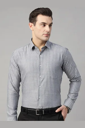HANCOCK Men Standard Slim Fit Opaque Striped Wrinkle Ressistant Formal Shirt