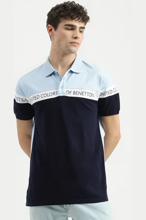 Benetton Colourblocked Polo Collar Cotton T-shirt